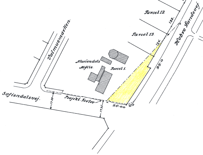 Udsnit af kort viser Mariendals mølle på matrikel nr. 5b, Gl. Hasseris By, Hasseris landsogn. Udarbejdet af Stadsingeniørens kontor, Aalborg i april 1948